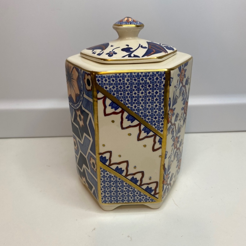 Antique, Masons, England, Applique 6in x 4in Prune Jar or Tea Caddy